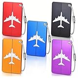 GNALIA Identificador De Maletas 5 Unidades Negro Azul Morado Rojo Naranja Aluminio Dimensiones 7.5Cm X 4.5Cm Pvc Impermeable Con Llavero Para Equipaje Viaje