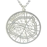 Paris City Map Pendant Necklace For Women & Girls - 925 Sterling Silver Plated Necklace Set - Beauti