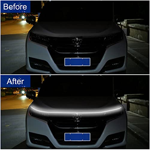 Exterior Lights For Cars, 59/71 Inches Car Hood Light Strips With Dreamcolor Chasing, Rgb Led Strip Lights Flexible Waterproof Led Daytime Running Light, Wireless App And Remote #TOP3