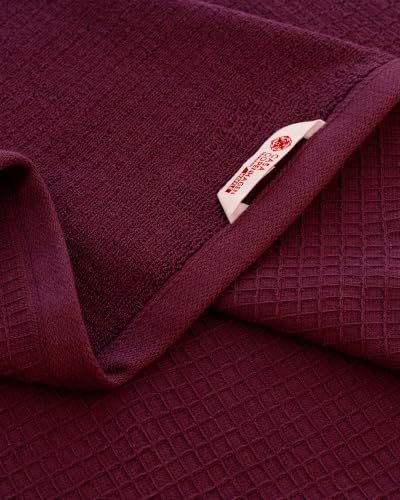 Image of Casa Copenhagen, Egyptian Cotton - Waffle Terry Towel 4 Piece 100% Cotton Large Bath Towel Set - Burgundy