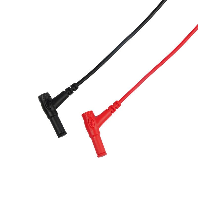Close-up of shrouded banana plugs on HABOTEST HT3001 test leads