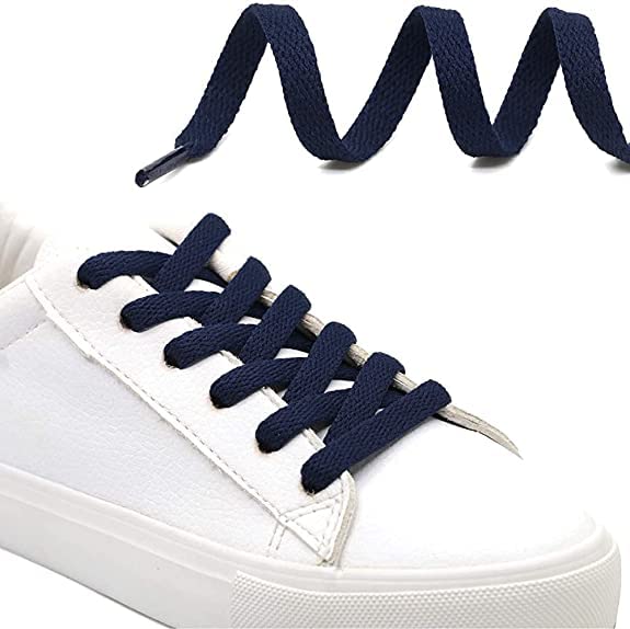Buy Navy Blue 2 Pair Super Quality Flat Shoe laces 5/16" Wide Shoelaces