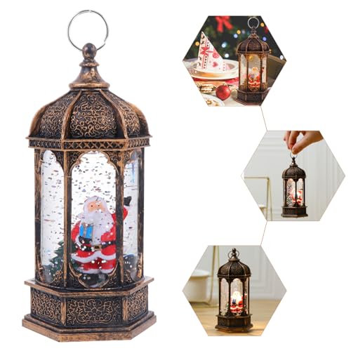 Lámpara hexagonal de Navidad tipo linterna de plástico con luces LED decorativas 4
