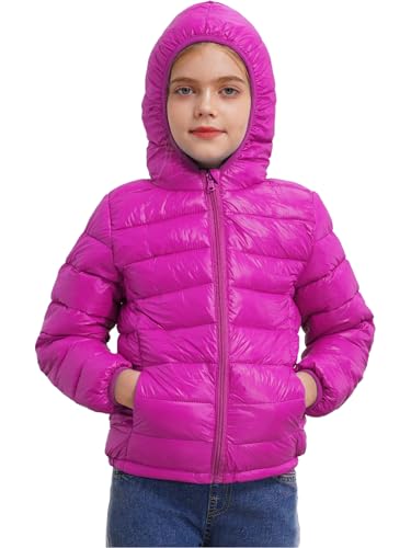 JEATHA Boys Girls Ultra Lightweight Packable Puffer Jacket Kids Windproof Water Resistant Zip Up Hoodie Coats