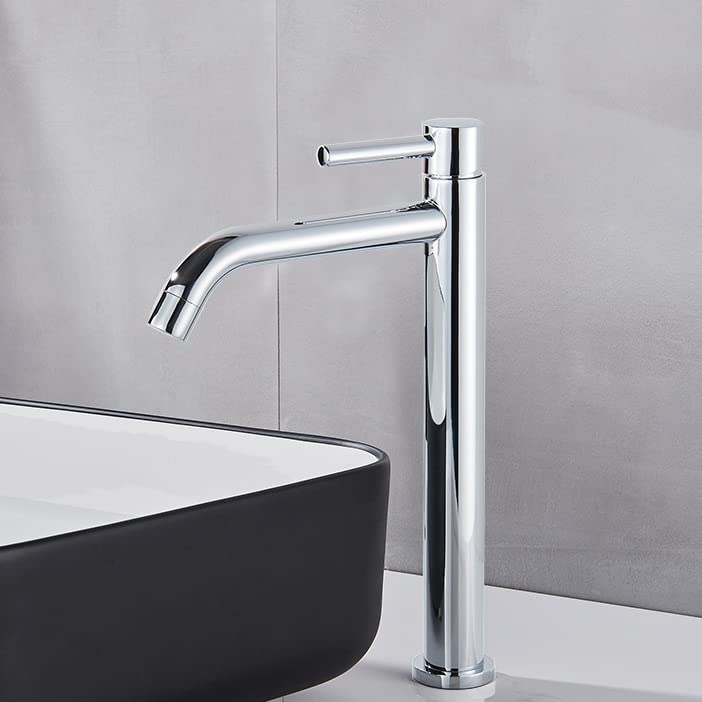 Robinet évier eau chaude et froide slim noir chromé avec mitigeur de salle de bain