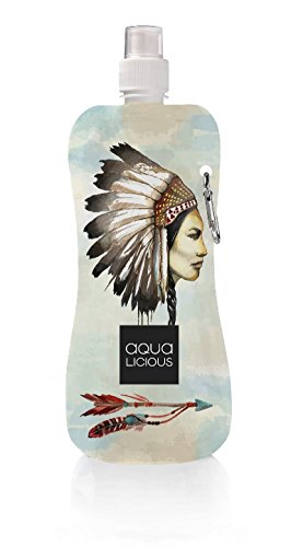Aqua Licious 6423 Faltbare Trinkflasche mit Karabiner-Indian Prophecy