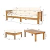 Christopher Knight Home Havets 3 Pieces Outdoor Acacia Furniture Set, Slat Panel Couch, Spacious Seating Armchair, 6" Thick Cushions Sofa and Coffee Table Set for Backyard Garden Balcony, Teak+Beige #4