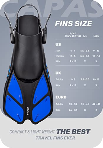 Capas Snorkel Fins, Swim Fins Travel Size Short Adjustable For Snorkeling Diving Adult Men Women Kids Open Heel Swimming Flippers #TOP1