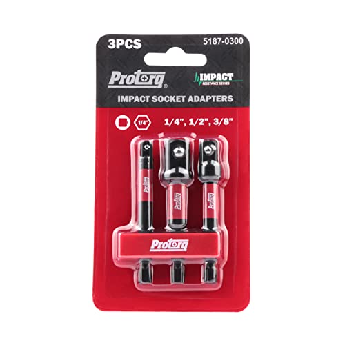 Protorq Impact socket adapter, 1/4″, 3/8″, 1/2″,3 Inch, 3 Pieces