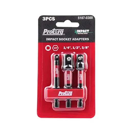 Protorq Impact socket adapter, 1/4", 3/8", 1/2",3 Inch, 3 Pieces