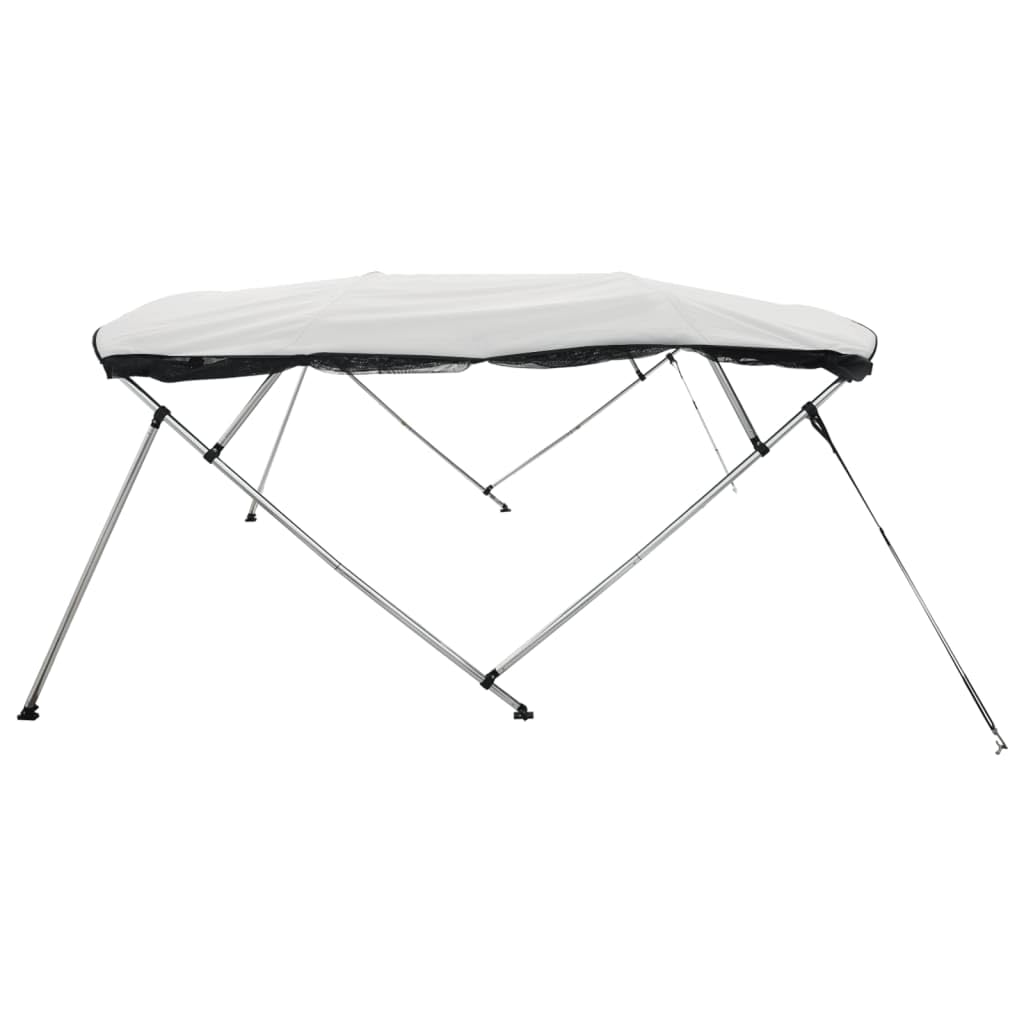 4-Bow Bimini Top per barche 243x(185-198) x137 cm con pannelli laterali in rete, tettuccio parasole in poliestere con telaio in alluminio, bianco