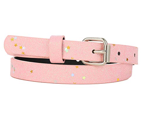 Belts For Little Toddler Big Teen Girls 3 Pack Kids Belt Fashion Pu Leather Shiny Pink Black Rainbow Small #TOP3