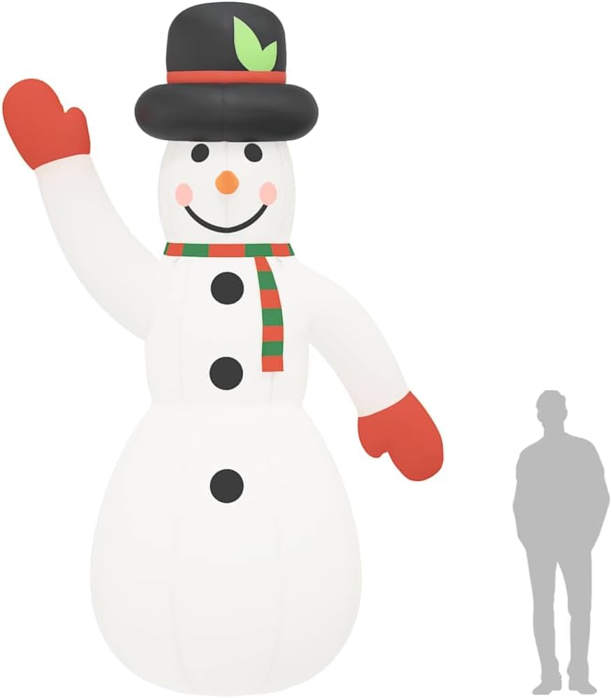 vidaXL Inflatable Snowman, Holiday Blow up Ornaments with LEDs, Indoor Outdoor Decorations for Christmas Party Festival, Modern Style