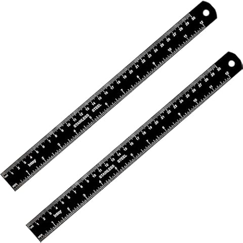 Zotemo Metal Ruler, 12 Inch Stainless Steel Ruler with Metric Measurement, 2 Pack, 30 Centimeters Long Straight Edge Ruler with Inch to MM Conversion Table for Students, Machinist and Drafting Cover