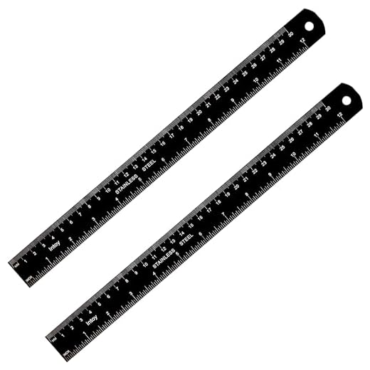 Zotemo Metal Rulers, 12 Inch Stainless Steel Ruler with Metric Measurement, 2 Pack, 30 Centimeters Long Straight Edge Ruler with Inch to MM Conversion Table for Students, Machinist and Drafting