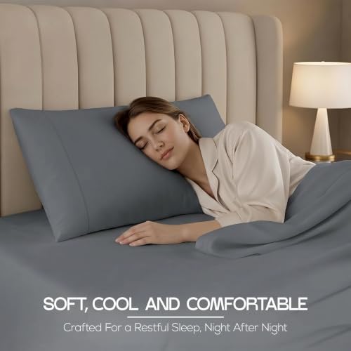 Image of 10-Pack Twin Size Hotel Sheet Set, Soft Brushed Microfiber Commercial Sheets, Resort Quality Bedding, Deep Pocket, Shrink & Fade Resistant, Easy Care, Grey