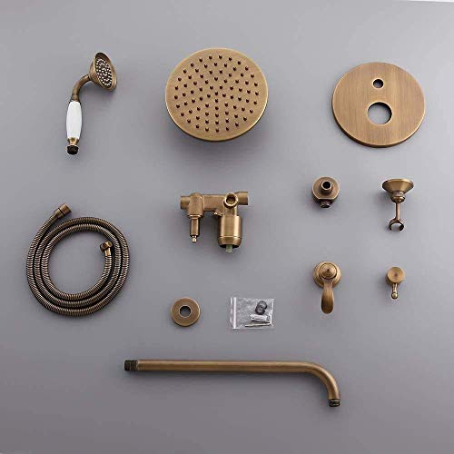 Ensemble de douche laiton antique avec pommeau rétro 20 cm - 6