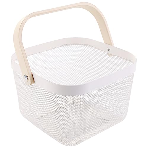 Cabilock Elegant Wrought Iron Sundry Container Portable Countertop Fruit Veg Basket Basket Handle for Kitchen Home