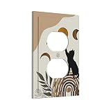 Funny Cat Mid Century Moon Boho 1 Gang Outlet Covers Wall Plate Decorative Duplex Light Switch Cover Electrical Receptacle Swichplate Faceplate for Bathroom Bedroom Home Decor
