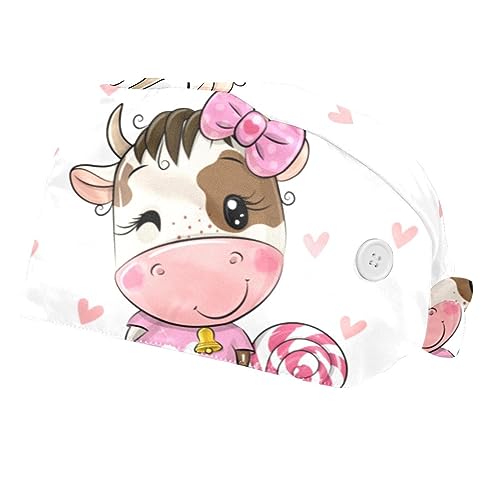 Chapeaux de travail motif vache pour cuisine et laboratoire casquettes avec bandeau de sueur