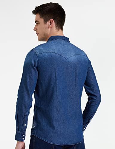 Image of Amazon Brand - INKAST Men's Solid Slim Shirt (INK-SH-103B Blue 3 4XL)