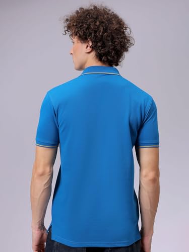 Image of The Indian Garage Co Men Slim Fit Solid Polo Neck Half Sleeves Tshirt