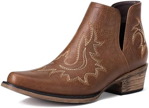Ankle Cowboy Boots for Women - Cowgirl Booties, Western Short Boo...