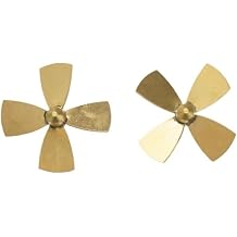 RC Boat Propeller Set, 45mm Copper 4 Blades, 3mm Shaft, Left & Right Rotation, 2pcs