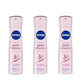 NIVEA Pearl & Beauty Antiperspirant Spray for Women, 0% Alcohol, Gentle Skin Care, Long-Lasting Freshness, Pearl Extract for Smooth Underarms, Dermatologically Tested, 150ml, Pack of 3