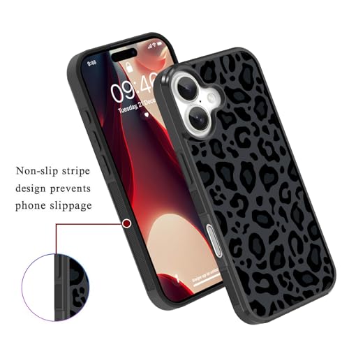 Image of KANGHAR Case Compatible with iPhone 17,Black Leopard Design | Tire Texture Non-Slip +Shockproof Rugged TPU Protective Case for iPhone 17 6.3 Inch