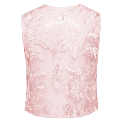 renvena Girls Lace Embroidery Vest V Neck Sleeveless Party Formal Dance Waistcoat with Front Zipper4