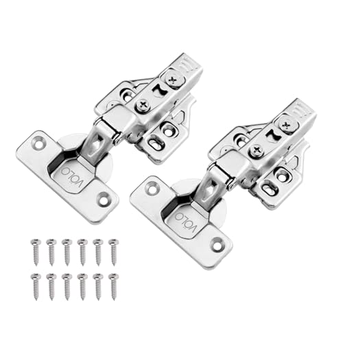 Image of VOLO Cabinet Hinges, Set of 1 (2 Pieces) for Furniture, Wardrobes, Doors, and Storage Units | (3D Soft Close (Stainless Steel), 15 Crank | Inset)