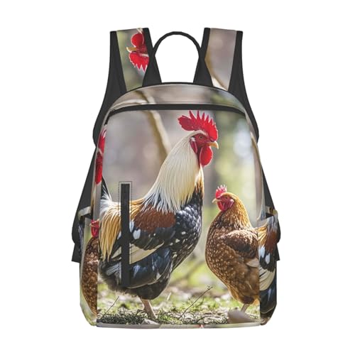 Backpack 14.7 inch Lightweight Large Bookbag Rooster and hen Daypack for Travel Office Work