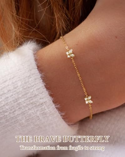 Gold Bracelet for Women 18K Gold Plated Stainless Steel Dainty Heart Chain Bracelets Meaningful Gifts for Her Sister Best Friend or Yourself3