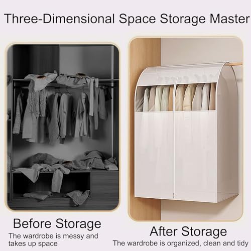 Clothes Rack Cover Translucent Frosted Costume Bag with Zipper Hanging Garment Bag for Hanging Dress, Coat, Shirt, Suit(90x60x60cm/35x24x24in)3