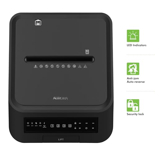 Image of Aurora Commercial Grade 400-Sheet Autofeed High Security Micro Cut Paper and CD /Credit Card Shredder / 240 Minutes Continuous Run Time Heavy Duty Shredder for Office /Security Level P-5