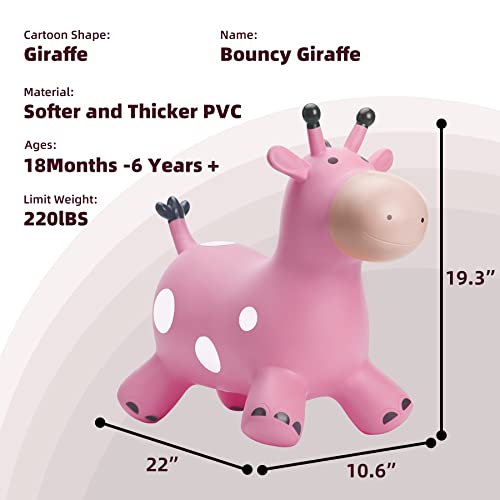 Image of EVERICH TOY Giraffe Bouncy Animal Hopper for Toddlers 18 Months+, Inflatable Bouncing Hopper Toys, Outdoor Indoor Ride on Horse Bouncer Hopping Toys, Birthday Gifts for Boys Girls 2 3 4 5 6 Years Old