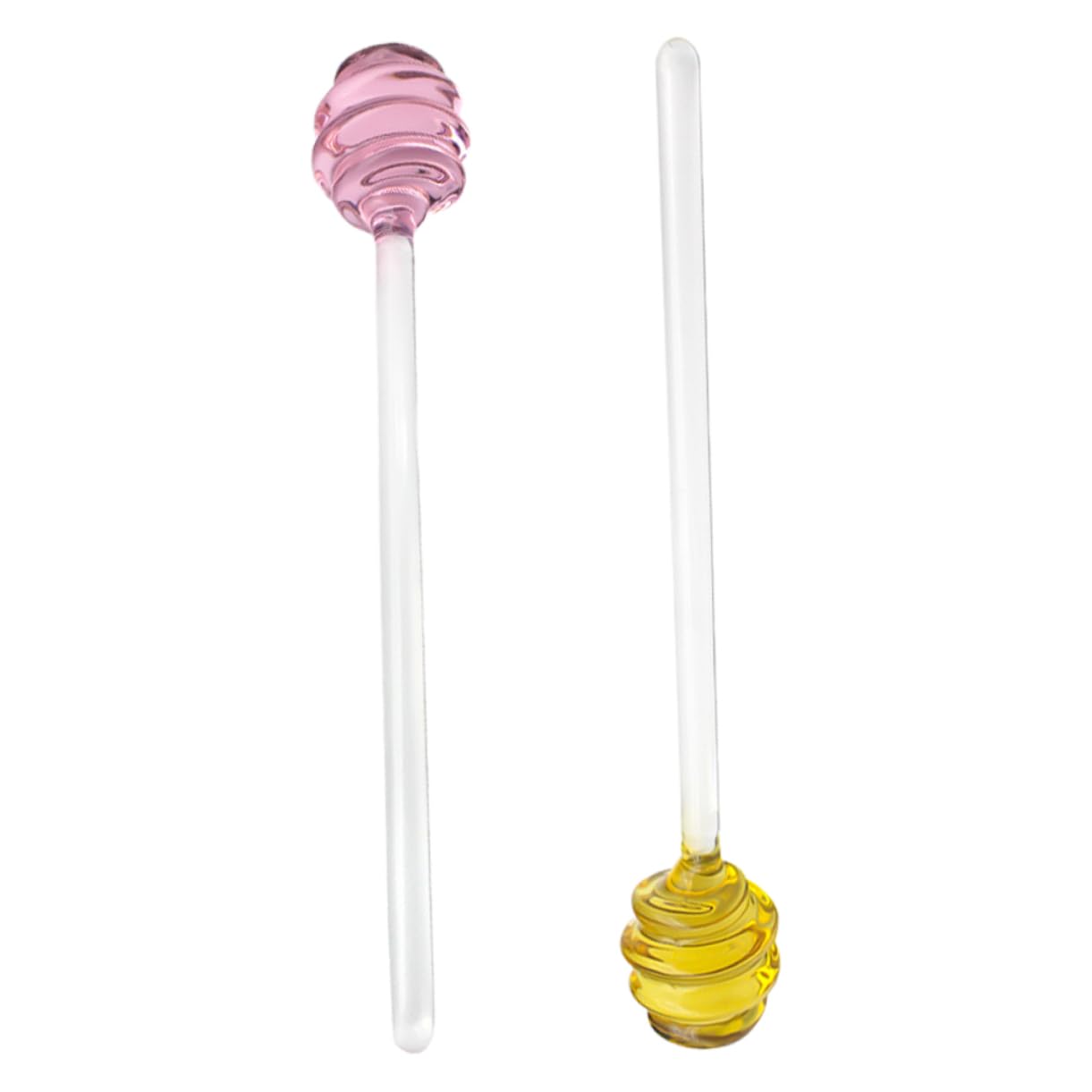 Unomor 2pcs Reusable Honey Stirrer Stick Glass Honey Spoon for Tea Syrup Cocktails Jam Stirrer Long Handle Easy Maintenance