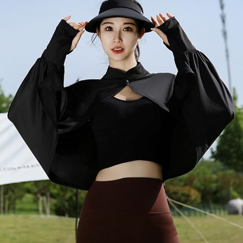 Lu's Chic Women's Bolero Shrug Soft Capelet Summer Top Long Sleeve Shawl Cropped Lantern Sleeve Loose Crew Neck High Neck3