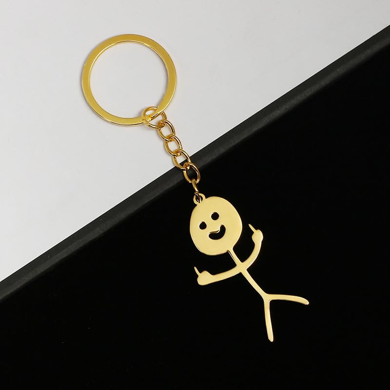 COLORFUL BLING Funny Doodle Stainless Steel Keychain Middle Finger Keyring Long Distance Friendship BFF Matching Jewelry Gift - Image 3