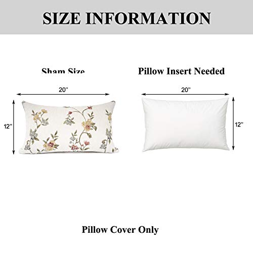 Your Smile YSTH007 Classical Embroidery Jacquard Farmhouse Oblong Rectangle Chenille Beige Floral Pattern Decorative Throw Pillow Case,12X20 Inch thumb #5