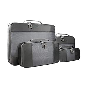 Tasmanian Tiger TT Mesh Pocket Set XL 4-teiliges Pack-System, Packing Cubes für Koffer, Rucksack oder Reisetasche; Pack-Taschen Set, 2l + 5l + 6l + 20l Volumen, Titan Grey