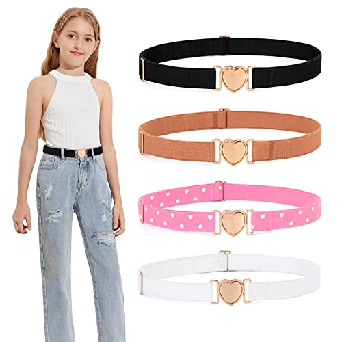 WHIPPY Kids Elastic Stretch Belts Adjustable Heart-Shaped Toddler Cowgirl Waist Belt for Boys Girls Dresses