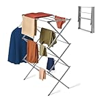 Straame 3-Tier Expandable Clothes Airer Indoor Outdoor – Slimline Drying Rack (Expanded:71×37×103 cm, Folded: 51×43×9 cm), 10 kg Capacity, Rust-Resistant, Non-Slip Feet, Heavy-Duty Design (Grey)