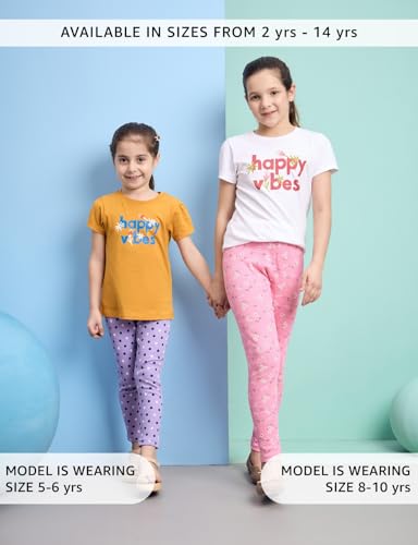 Image of Amazon Brand - Symbol Girl's Cotton Ribbed Stretchable Leggings | Ankle Length | Aged 2-14 Years
