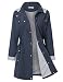Jasambac - Giacca a vento da donna, impermeabile, con cappuccio, leggera, attiva, per esterni, Stile lungo blu navy., X-Large
