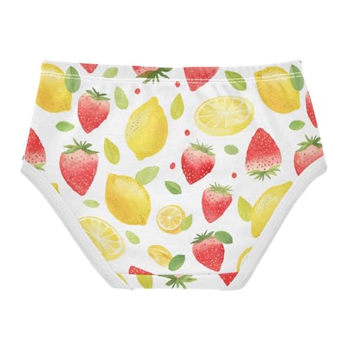 Wusikd Lemon Strawberry Girls' Underwear Cotton Watercolor Girls Briefs Soft Toddler Underwear 2T2