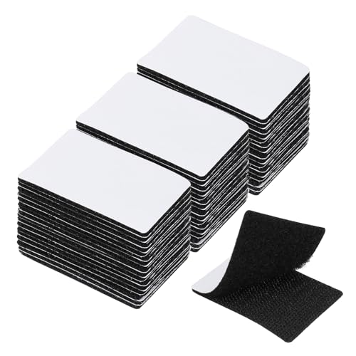 Image of PATIKIL 1.6x2.4 Inches Hook and Loop Dots, 40 Sets Nylon Blend Rectangle Self Adhesive Tape Strong Sticky-Back Fasteners Double-Sided Adhesive Strip for Office Home Crafting, Black