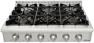Thorkitchen Pro-Style Gas Rangetop with 6 Sealed Burners 36 - Inch, Stainless Steel