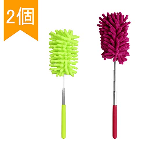 WOVTE ほこり取り はたき ダスター 除塵隙間掃除 伸びる 取り外し可能 水洗い 2個セット 家庭用 車用 コンピューター用 軽量除塵ツールを携帯しやすい